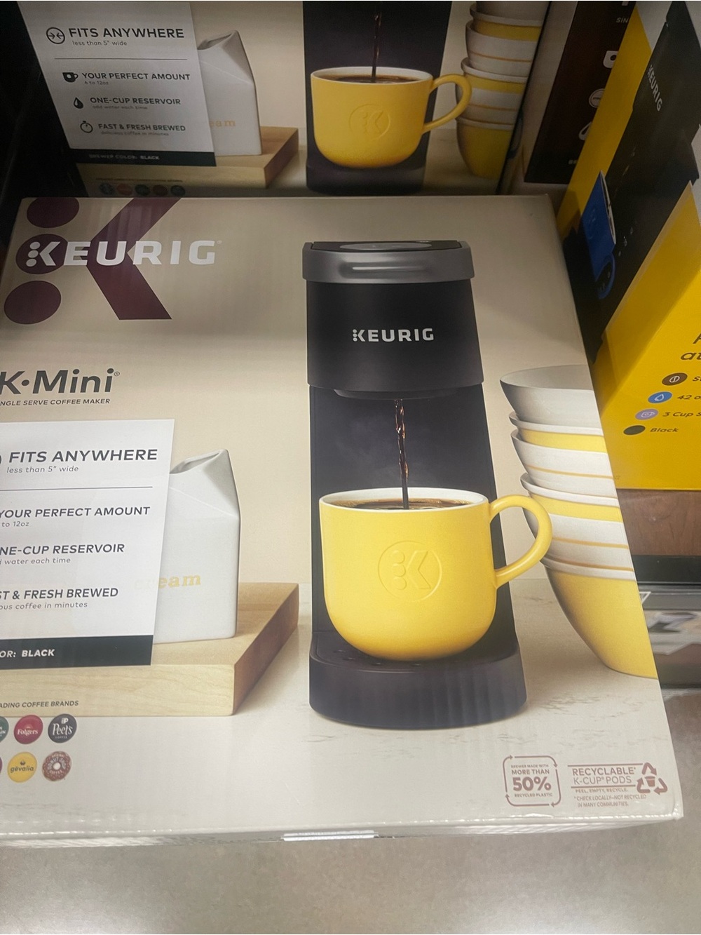 Keurig K-Mini Single Serve Coffee Maker Box - Cream and Green Accents